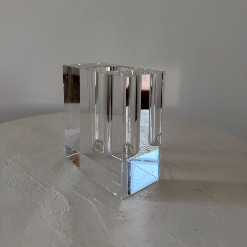 POST MODERN MINIMALIST‎ CUT CRYSAL BUD-VASE MID-CENTURY MODERN ART DECO REGENCY